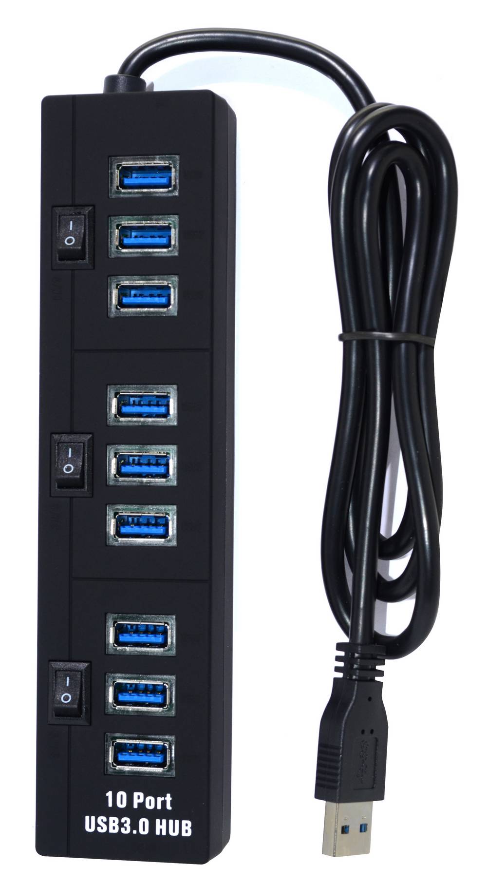 USB 3.0 Hub Combo 10 Θέσεων 5 Gbps με 3 Διακόπτες On/Off και LED Μαύρο 1m