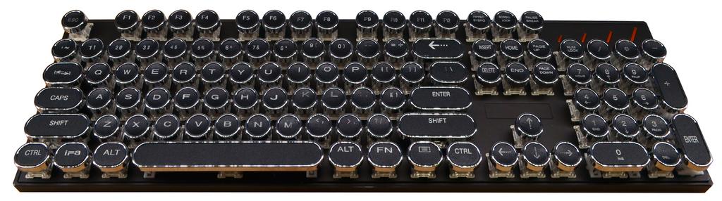 Πληκτρολόγιο Ενσύρματο Μηχανικό Keywin Retro με Μαύρα Μεταλλικά Εξωτερικά Πλήκτρα. Μαύρο