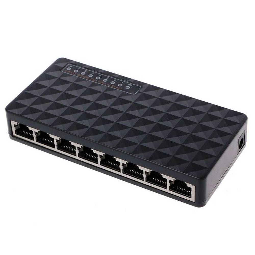 Ethernet Switch Diewu T8 10/100Mbps 8 Port Μαύρο 5V 500mA