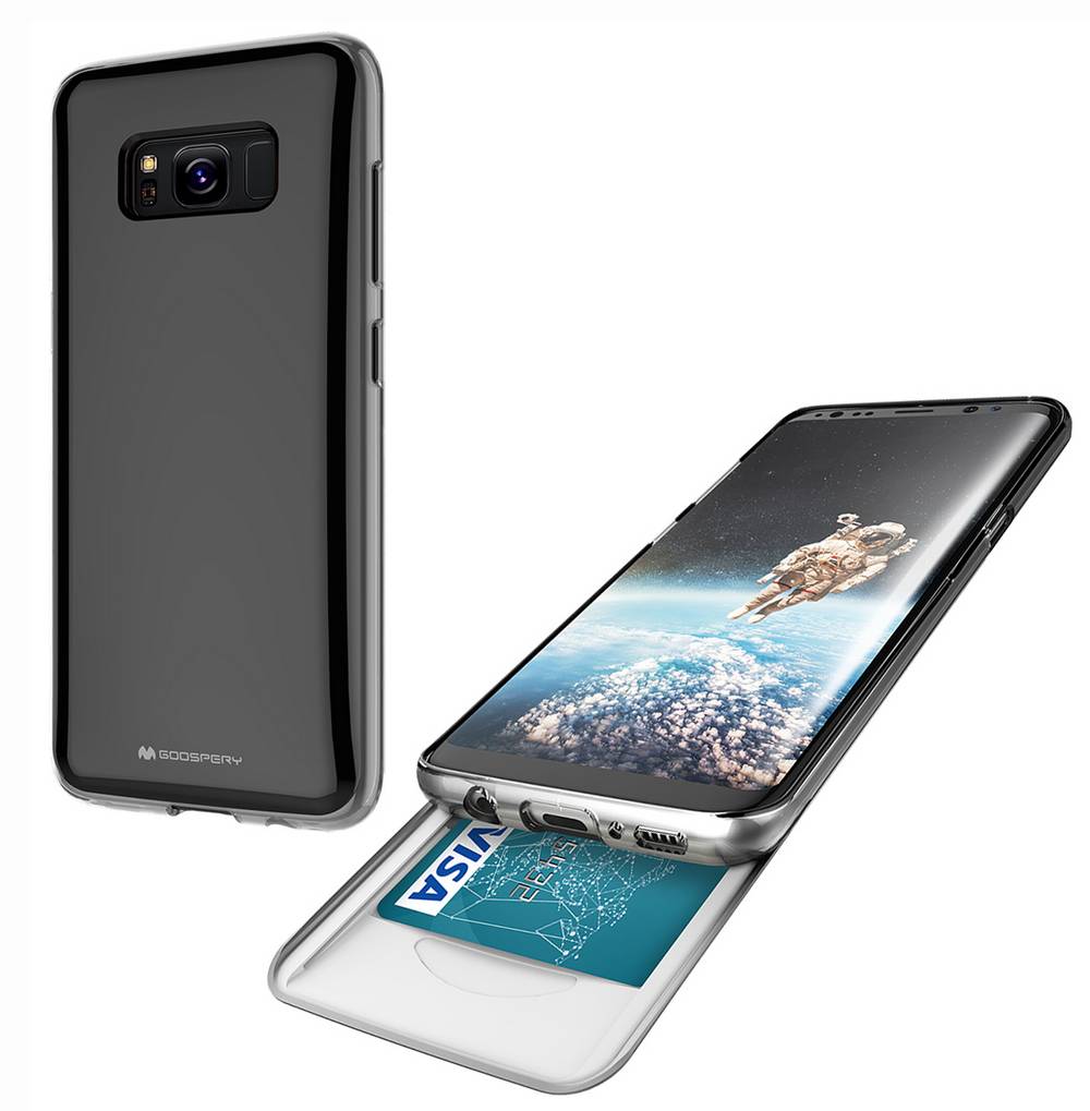 Θήκη Faceplate Goospery The Hidden Card για Samsung SM-G955F Galaxy S8+ Μαύρη-Διάφανη by Mercury