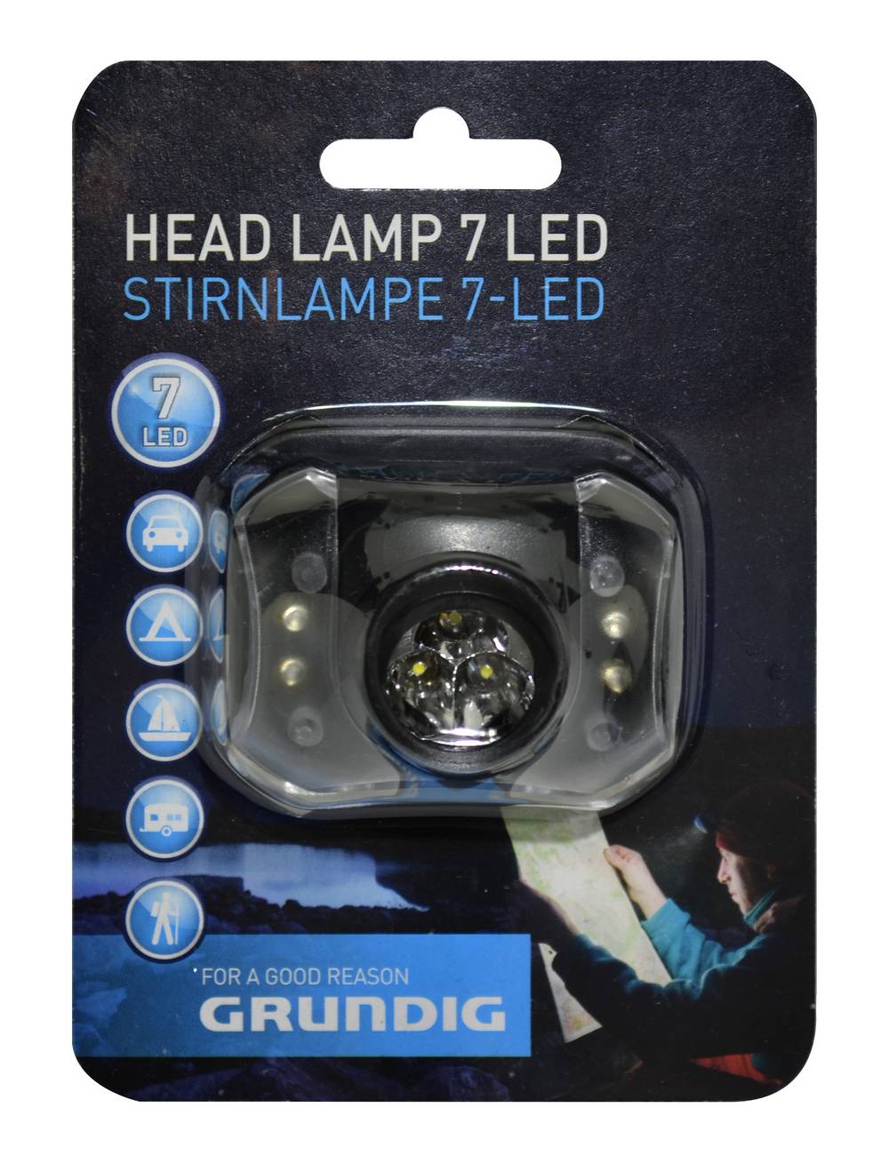 Φακός Κεφαλής Grundig 7 Led Μοντέλο 38692 Μαύρος