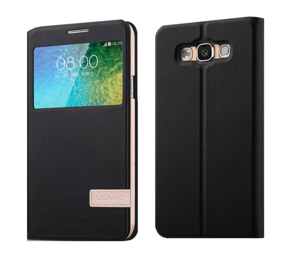 Θήκη Book S-View Usams Muge Series για Samsung SM-E700F Galaxy E7 Μαύρη