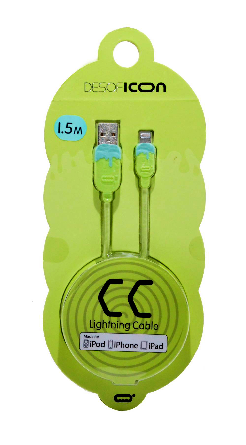 Καλώδιο σύνδεσης Desoficon CC ICA0002 1.5m 2.4A για iPhone/iPad/iPod Lightning Ανοιχτό Πράσινο - Ανοιχτό Μπλέ Apple Certified MFI