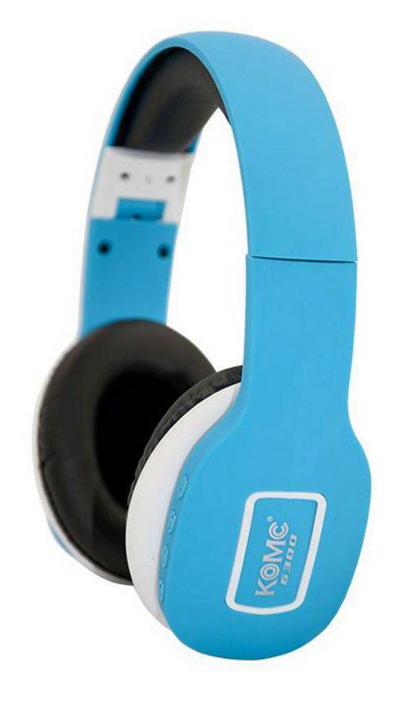 Bluetooth Ακουστικά Stereo Foldable Komc KM-6300 Ανοιχτό Μπλε με Μικρόφωνο και Υποδοχή Audio In