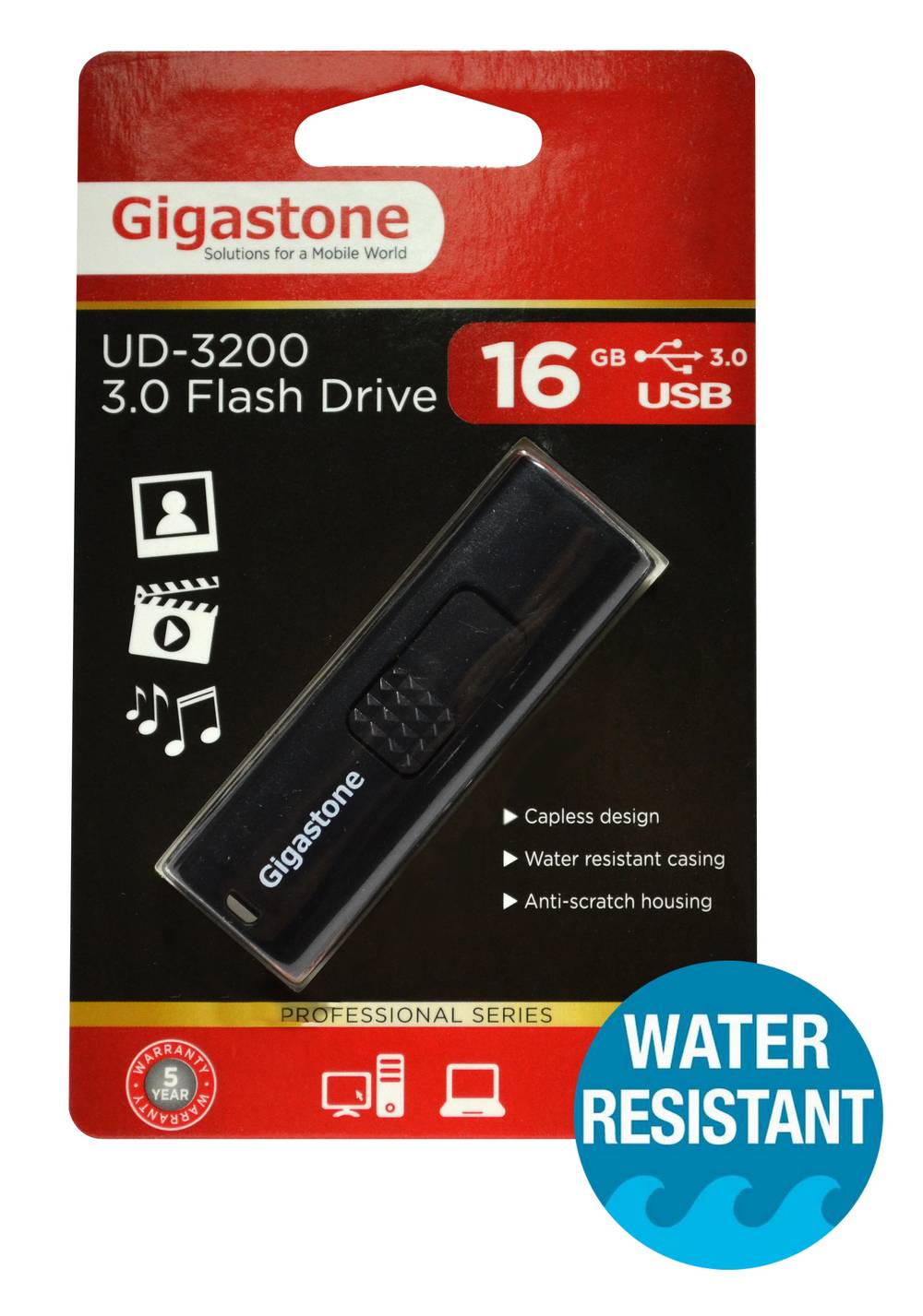 USB 3.0 Gigastone Flash Drive UD-3200 16GB Μαύρο Professional Series