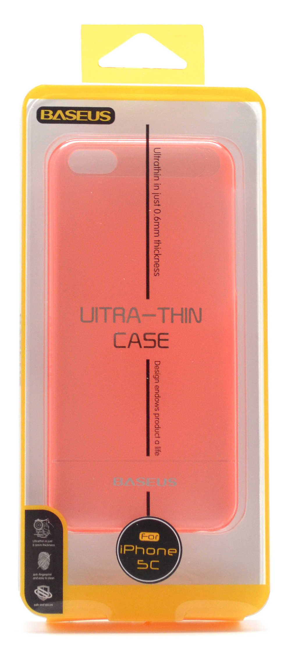 Θήκη Ultra Thin Baseus για Apple iPhone 5C Ρόζ 0.6 mm. + 1x Screen Protector Baseus Ultra Clear Anti-Fingerprint