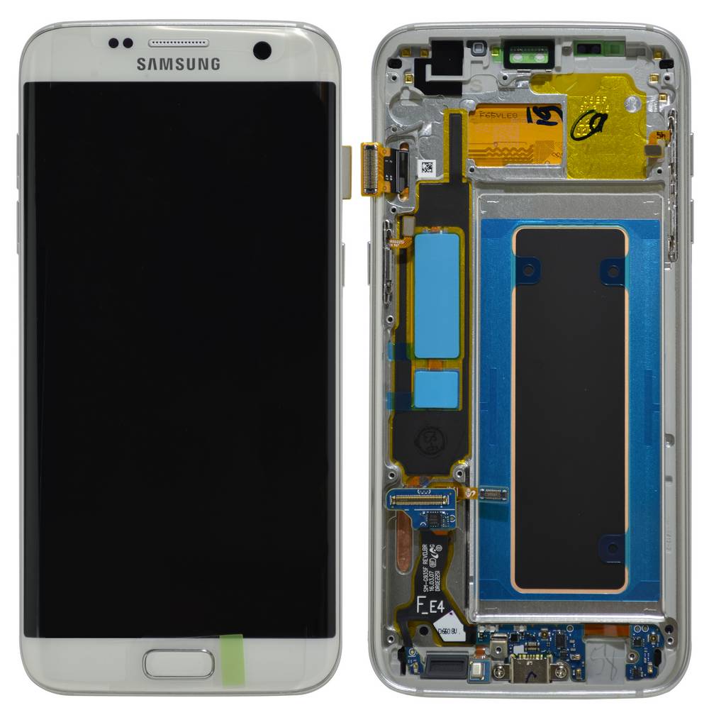 Γνήσια Οθόνη & Μηχανισμός Αφής Samsung SM-G935F Galaxy S7 Edge Λευκό με Πλαίσιο και Επαφή Φόρτισης GH97-18533D