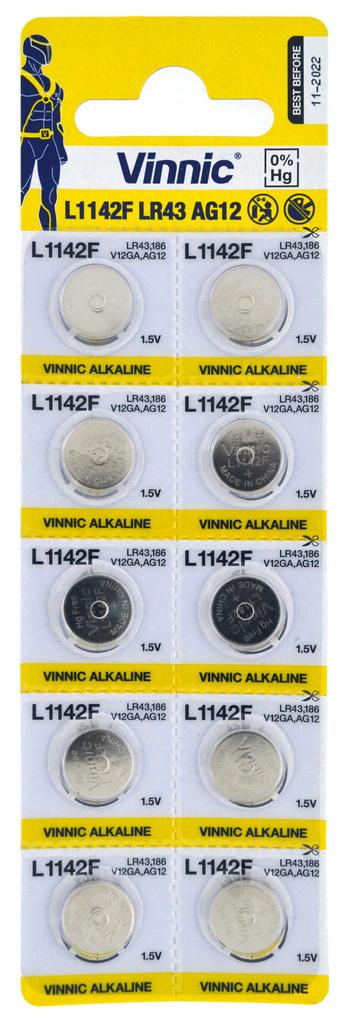Buttoncell Vinnic LR1142F AG12 LR43 Τεμ. 10