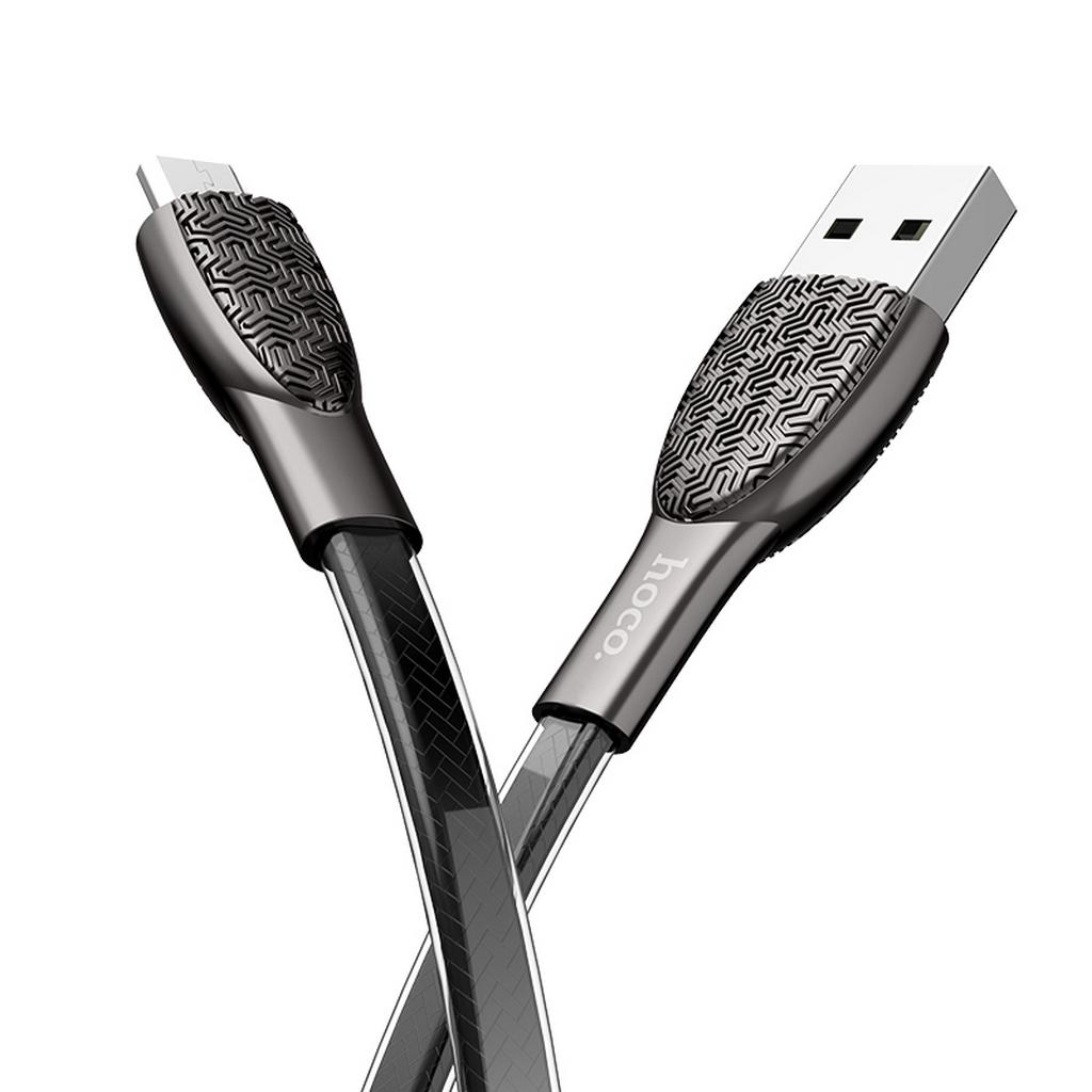 Καλώδιο σύνδεσης Hoco U52 Bright USB σε Micro-USB Fast Charging 2.4A Μαύρο 1.2 μ.