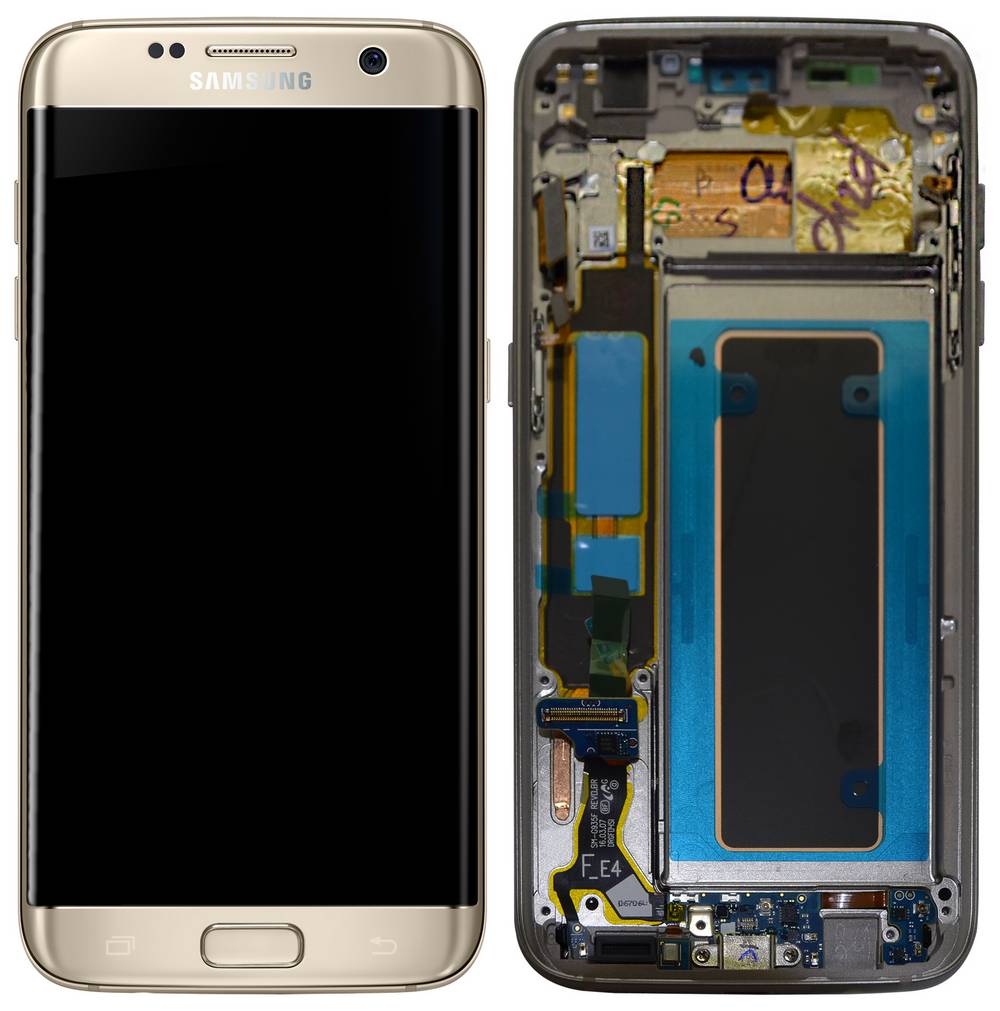 Γνήσια Οθόνη & Μηχανισμός Αφής Samsung SM-G935F Galaxy S7 Edge Χρυσαφί με Πλαίσιο και Επαφή Φόρτισης GH97-18533C