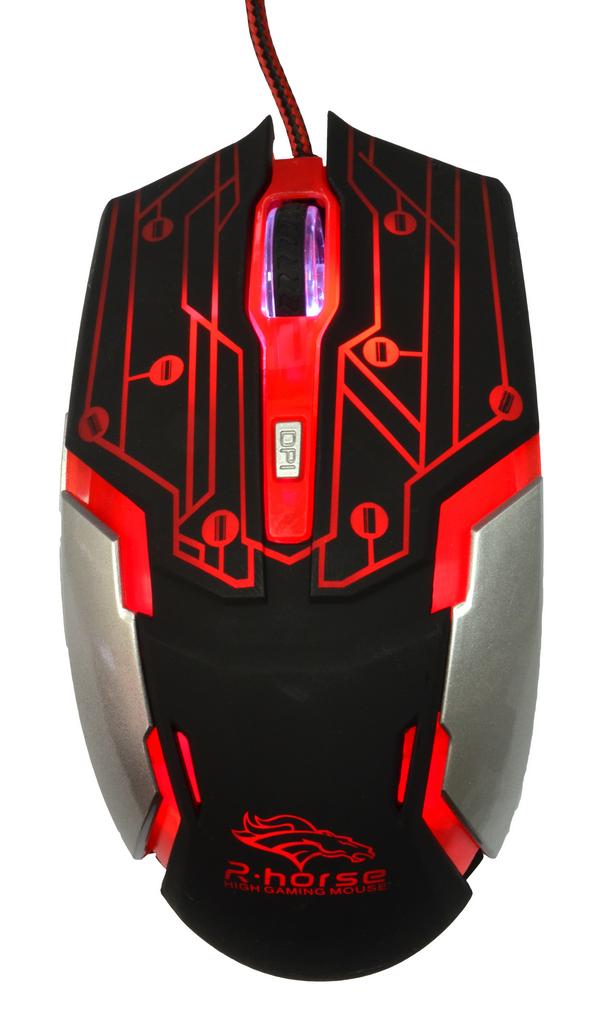 Ενσύρματο Ποντίκι R-horse RH-1990 Robocop Series με 5 Πλήκτρα και 3200 DPI Μαύρο - Κόκκινο