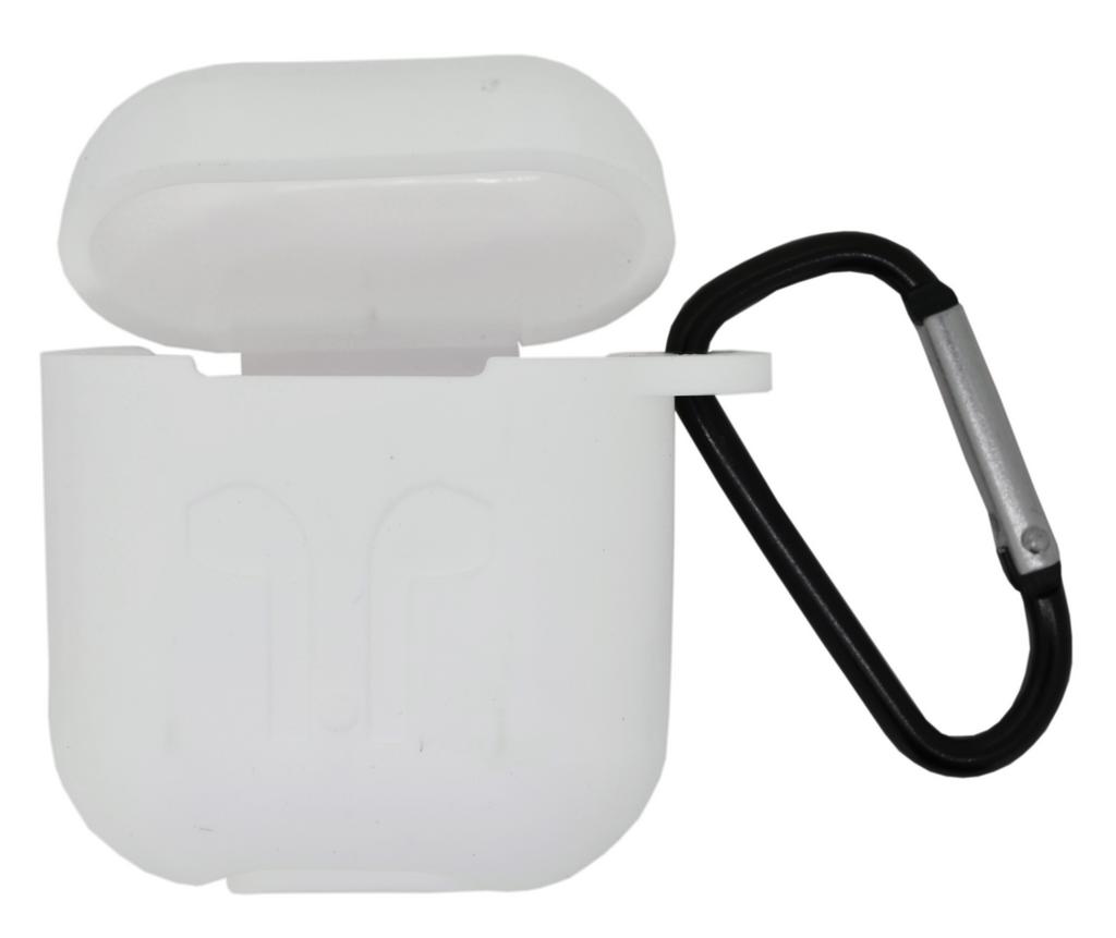 Θήκη Ancus Liquid Silicone Rubber για Airpods Λευκή με Γάνζτο Μεταφοράς