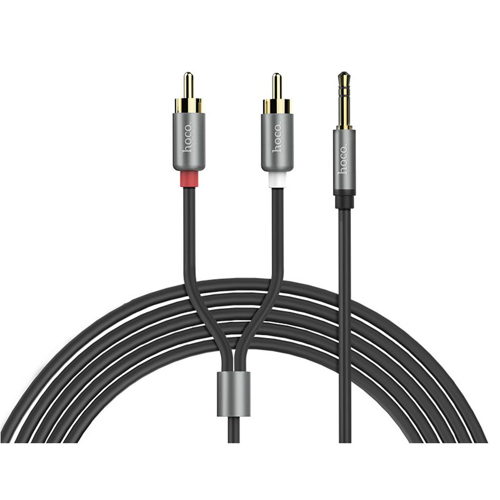 Καλώδιο σύνδεσης Ήχου Hoco UPA10 2 RCA σε 3.5mm Male Μεταλλικό Γκρι 1.5μ