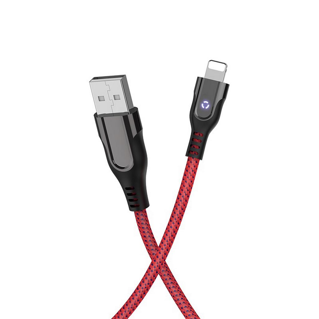 Καλώδιο σύνδεσης Hoco U54 Advantage USB σε Lightning Fast Charging 2.4A Κόκκινο 1.2 μ με ένδειξη LED