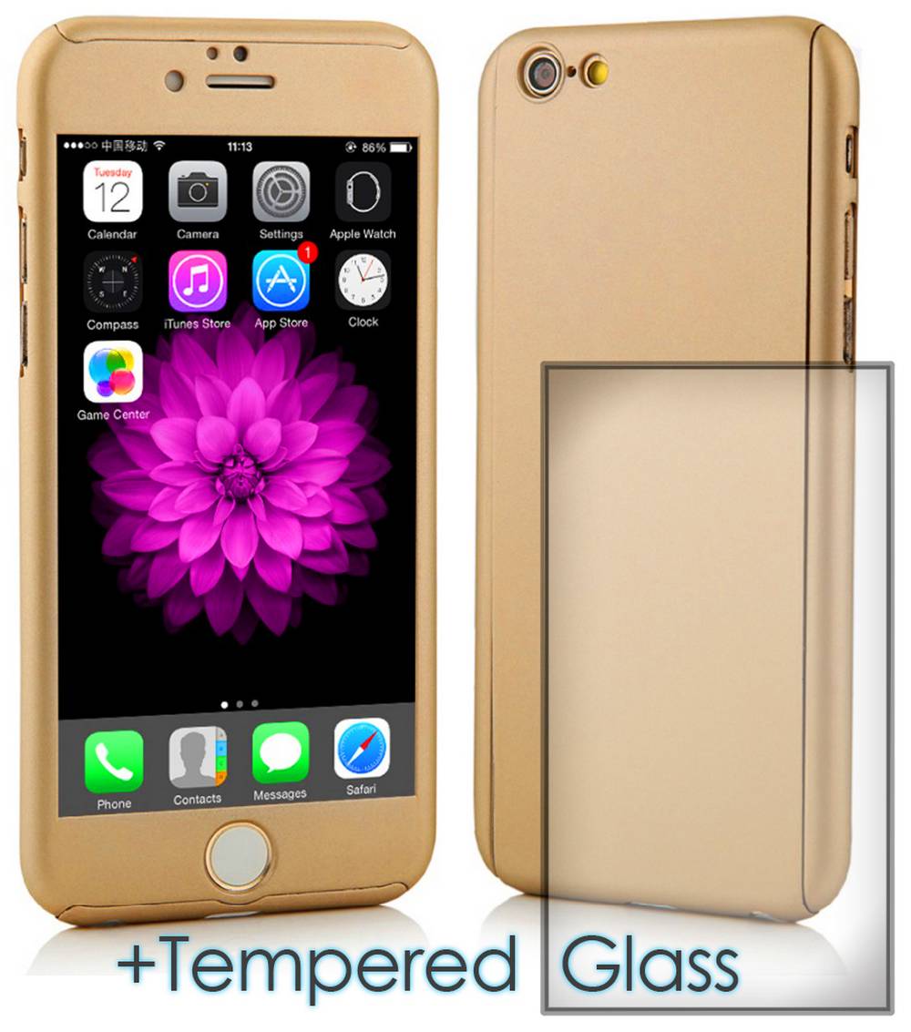 Θήκη 360 Protect Ancus για Apple iPhone 6/6S Χρυσαφί με Tempered Glass 0.20mm