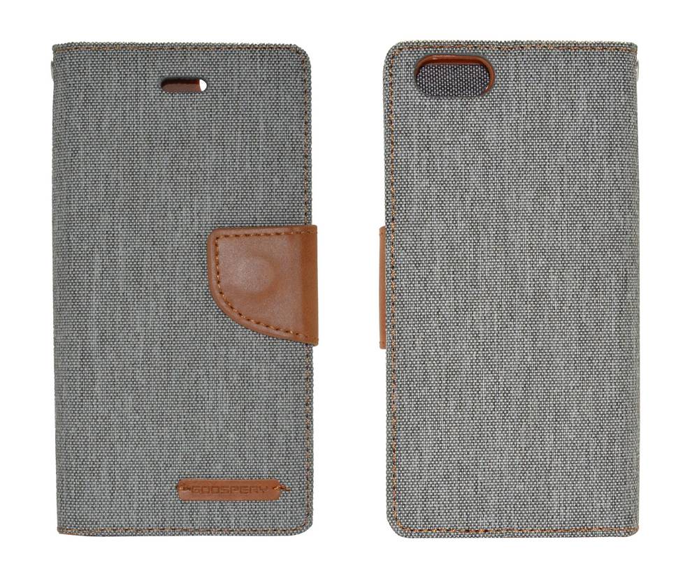 Θήκη Book Goospery Canvas Diary για Apple iPhone 6/6S Γκρί - Καφέ by Mercury