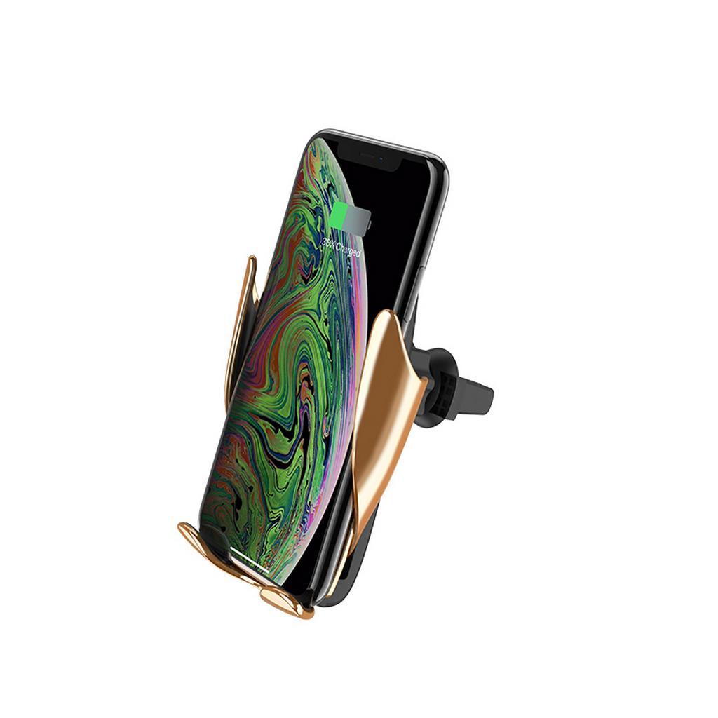 Βάση Στήριξης Αυτοκινήτου και Αεραγωγού Hoco CA34 Elegant Χρυσαφί με Fast Wireless Charger 10W