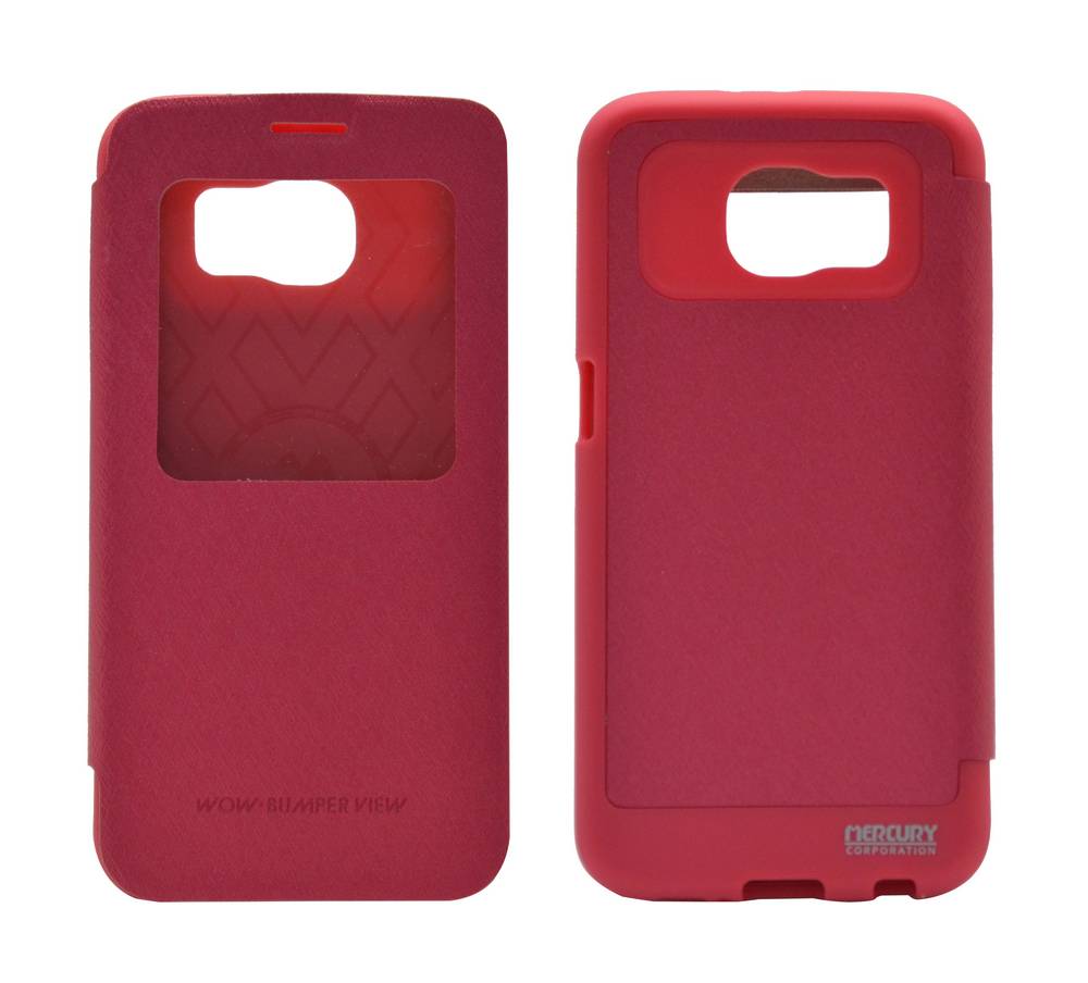 Θήκη Book Goospery Wow Bumper View για Samsung SM-G920F Galaxy S6 Φούξια by Mercury