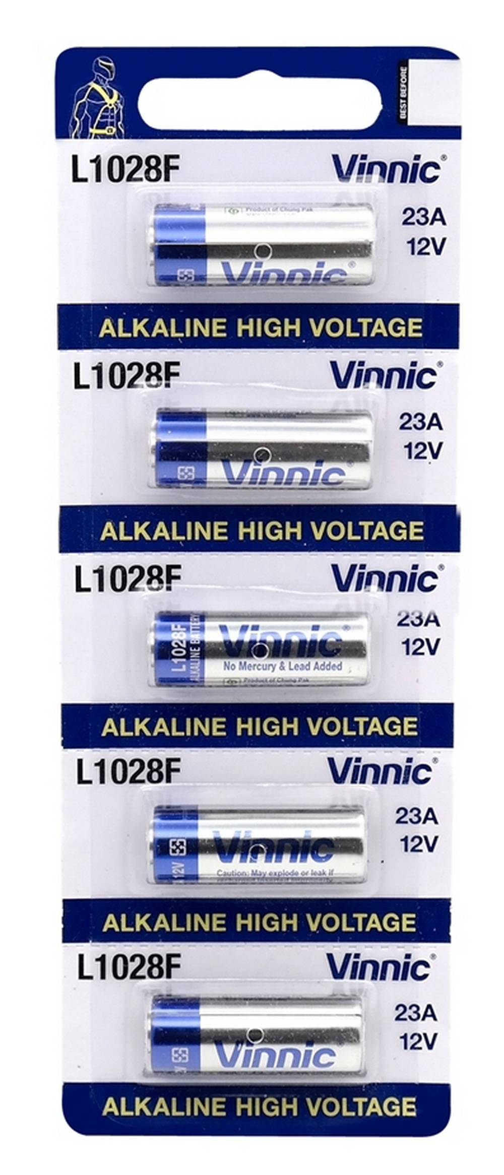 Μπαταρία Αλκαλική Vinnic L1028F size A23/23A/23GA/A23/E23A/GP23A/K23A/L1028/LR23A/LRV08/LRVO8/MN21/MS21/V23/V23GA/VR22 12V Τεμ. 5