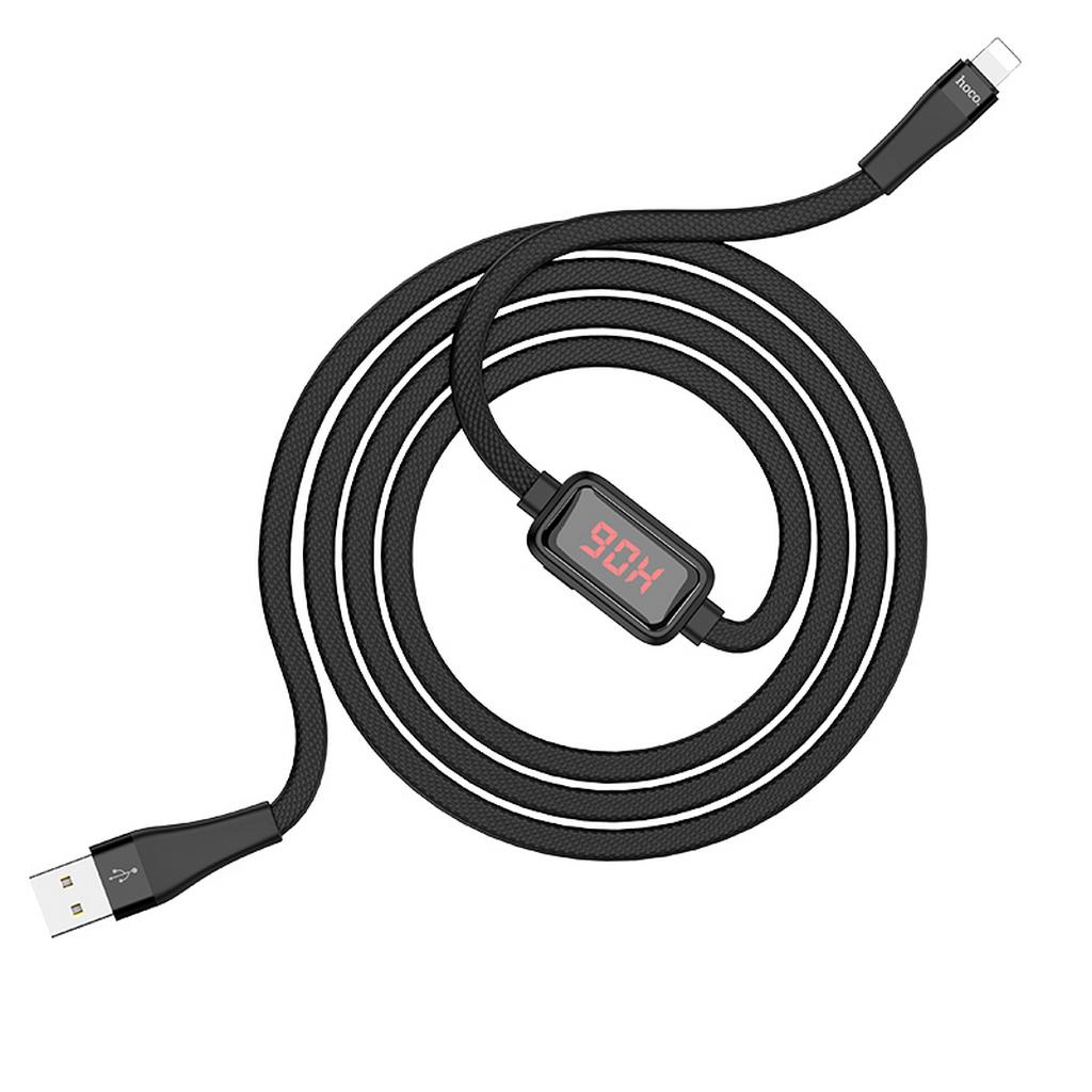 Καλώδιο σύνδεσης Hoco S4 USB σε Lightning 2.4A Μαύρο 1.2 μ. με ένδειξη φόρτισης