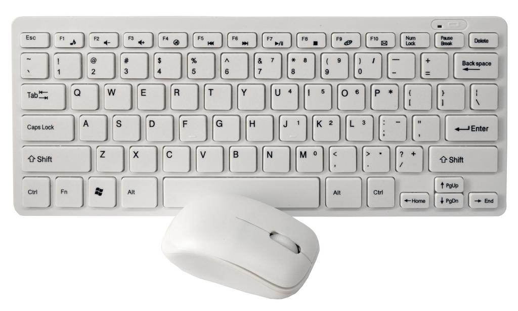 Πληκτρολόγιο Wireless Mobilis Mini Keyboard με Ασύρματο Ποντίκι 3 Κουμπιών Λευκό