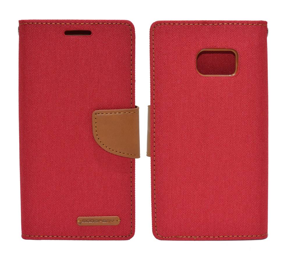 Θήκη Book Goospery Canvas Diary for Samsung SM-G930F Galaxy S7 Κόκκινη - Καφέ by Mercury