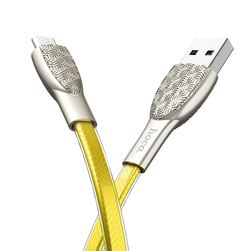 Καλώδιο σύνδεσης Hoco U52 Bright USB σε Micro-USB Fast Charging 2.4A Χρυσαφί 1.2 μ.