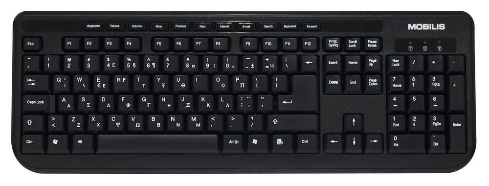 Πληκτρολόγιο Ενσύρματο Multimedia Mobilis MK-121 USB με Ελληνικούς Χαρακτήρες