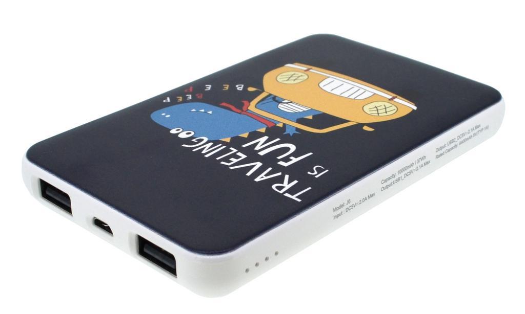 Power Bank Hoco J6 Iridescence 10000 mAh Dual USB 5V/2.1 37W "Travelling is fun" Μαύρο