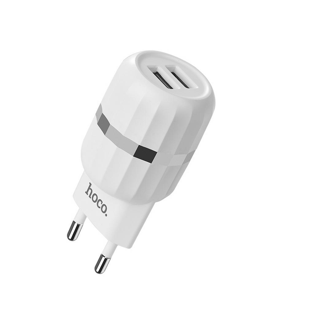 Φορτιστής Ταξιδίου Hoco C41A Wisdom Dual USB Fast Charging 5V/2.4A 12W Λευκός