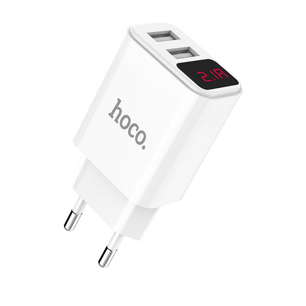 Φορτιστής Ταξιδίου Hoco C63A Victoria Dual USB Fast Charging 5V/2.1A Λευκός