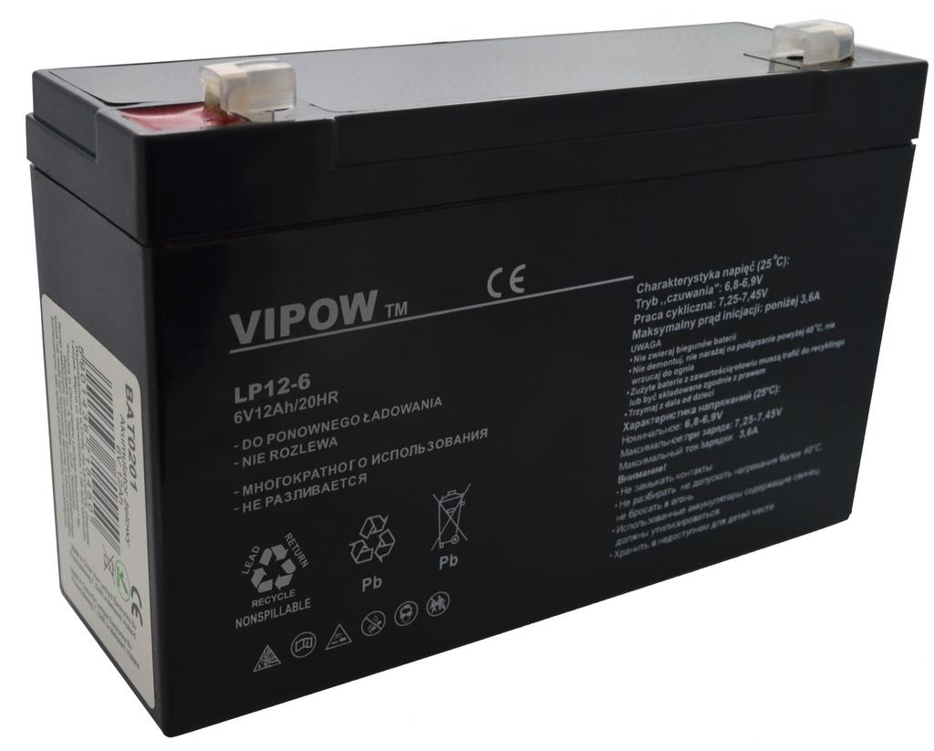 Μπαταρία για UPS Vipow LP12-6 (6V 12 Ah) 1.97 kg 150mm x 50mm x 94mm