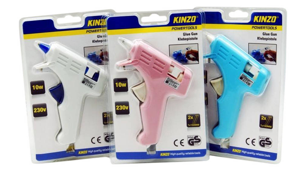 Πιστόλι Κόλλας Kinzo 10W 230V Διαφόρων Χρωμάτων με 2 χ Ανταλλακτικά 7*100mm