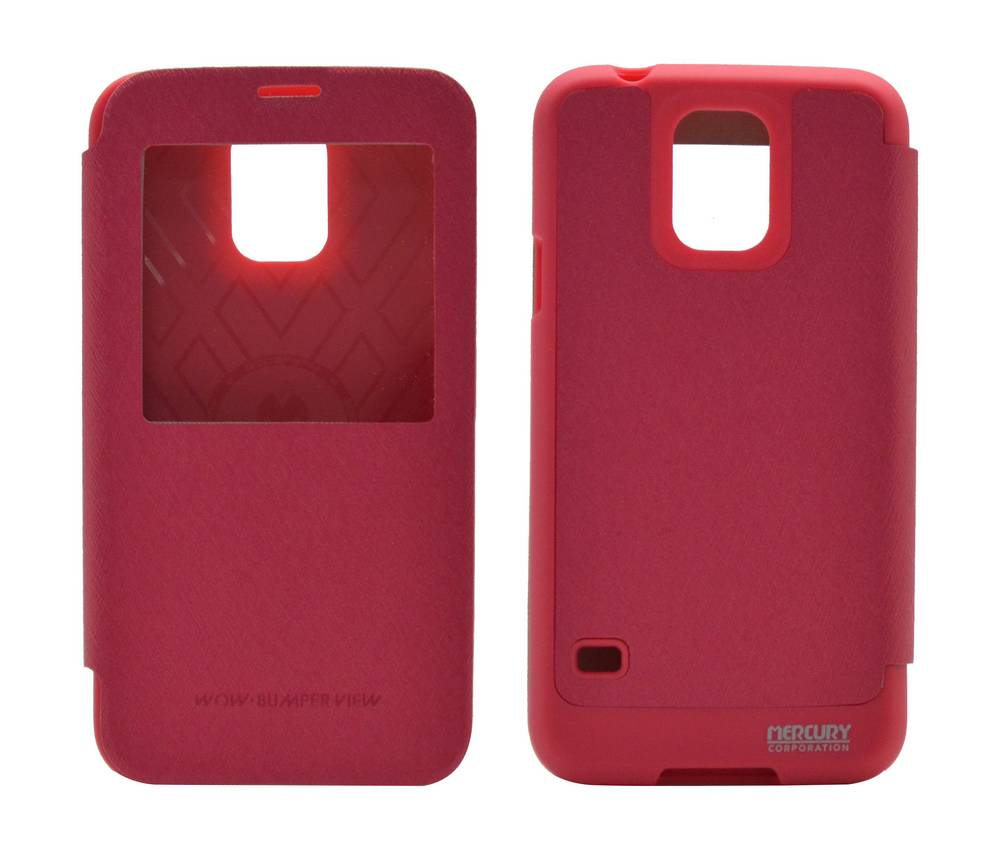 Θήκη Book Goospery Wow Bumper View για Samsung SM-G900F Galaxy S5 Φούξια by Mercury
