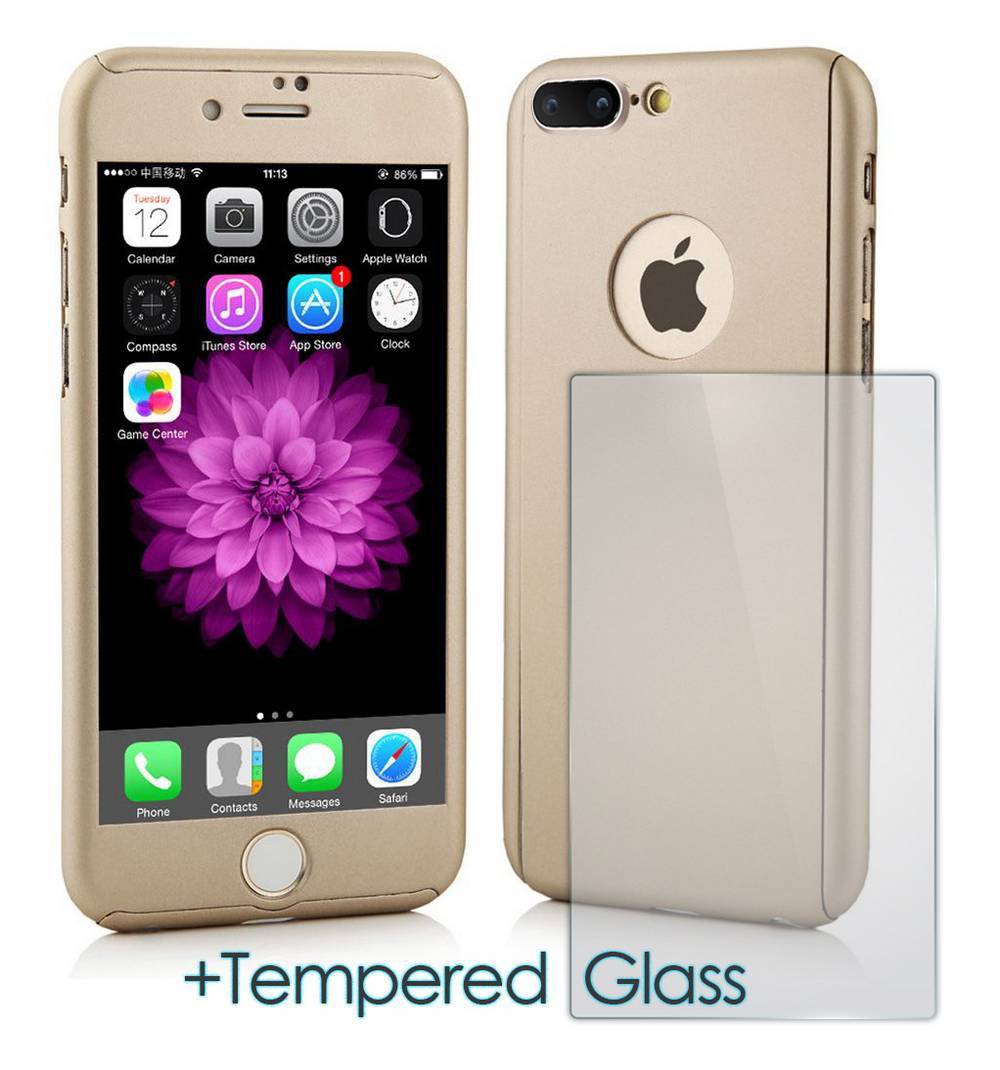 Θήκη 360 Protect Ancus για Apple iPhone 8 Plus Χρυσαφί με Tempered Glass 0.20mm