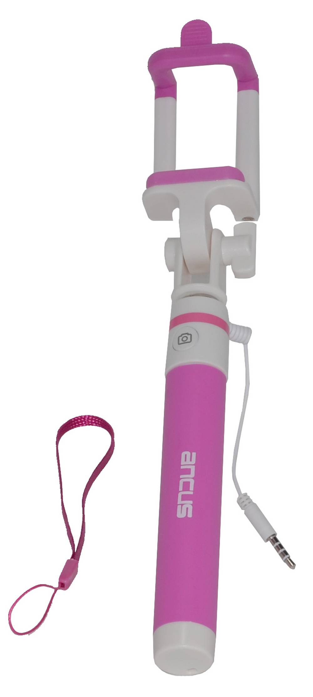 Selfie Stick Ancus Classic Ρόζ με Καλώδιο Jack 3.5mm (Μήκος Κονταριού 20cm, Μήκος Ανοίγματος 80cm)
