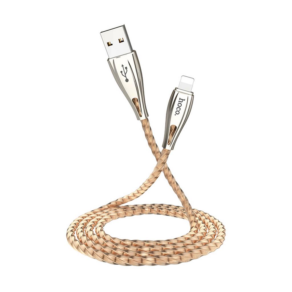 Καλώδιο σύνδεσης Hoco U56 Metal Armor USB σε Lightning Fast Charging 2.4A Χρυσαφί 1.2μ