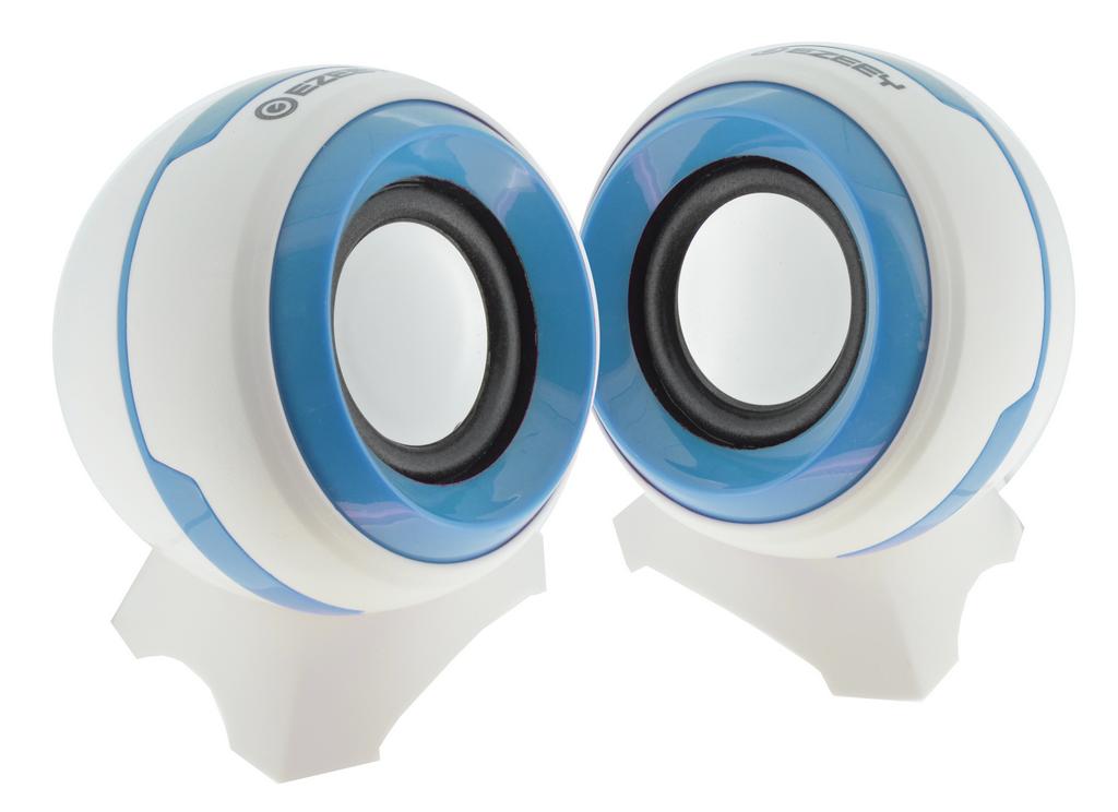 Ηχείο Stereo Multimedia Ezeey Q8 με σύνδεση 3.5mm και USB φόρτιση, 3W x 2, Λευκό - Μπλέ