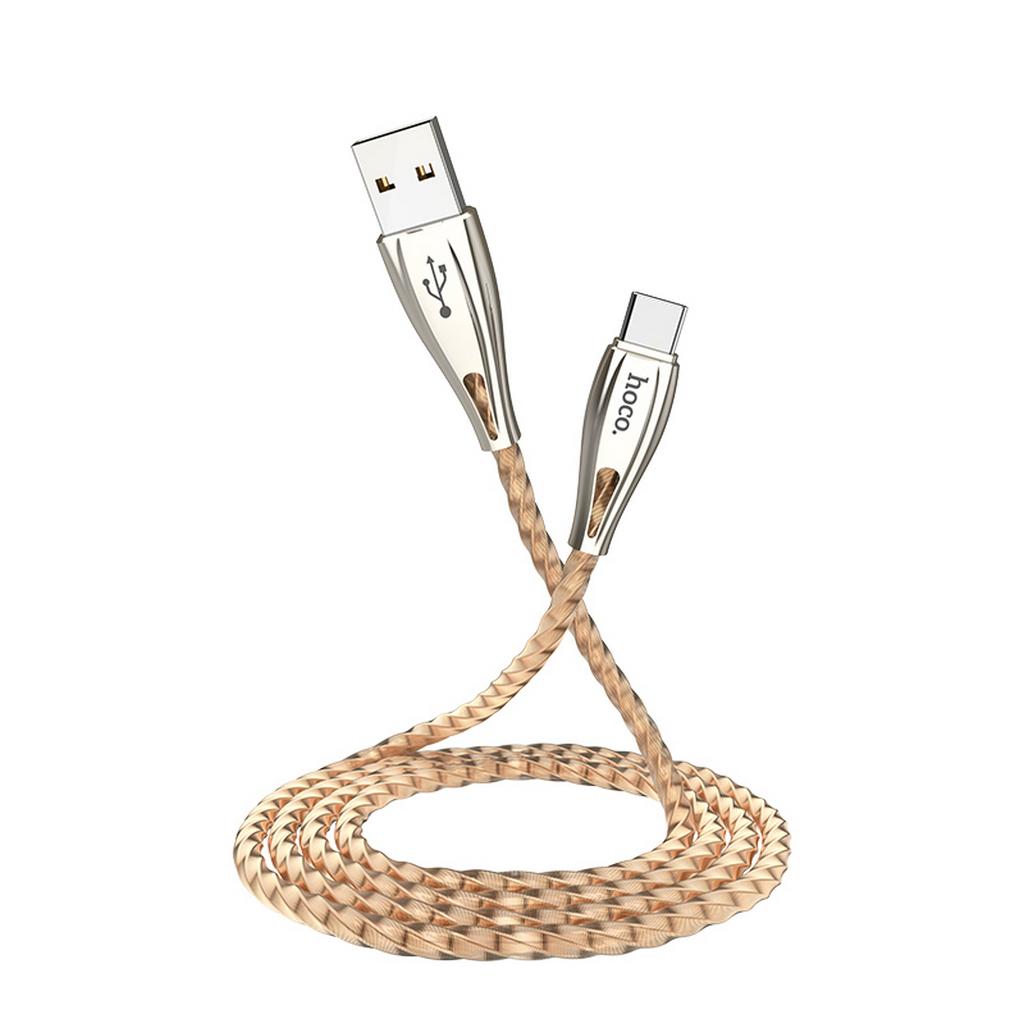 Καλώδιο σύνδεσης Hoco U56 Metal Armor USB σε Type-C Fast Charging 2.4A Χρυσαφί 1.2μ