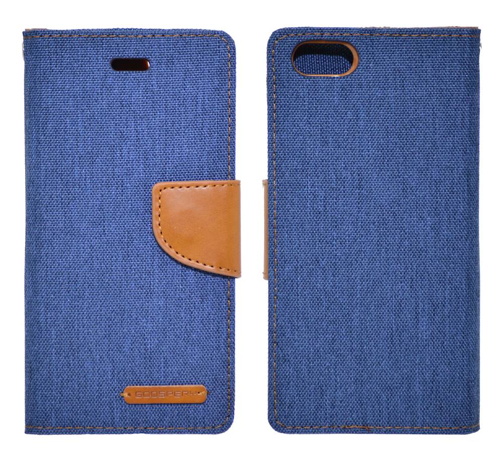 Θήκη Book Goospery Canvas Diary για Apple iPhone 6/6S Σκούρο Μπλέ - Καφέ by Mercury