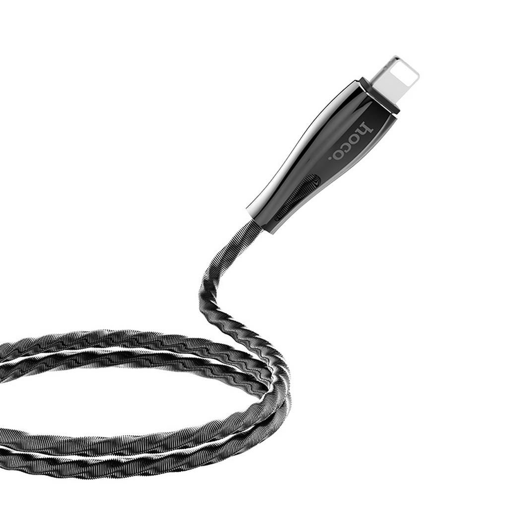 Καλώδιο σύνδεσης Hoco U56 Metal Armor USB σε Lightning Fast Charging 2.4A Μεταλλικό Γκρι 1.2μ