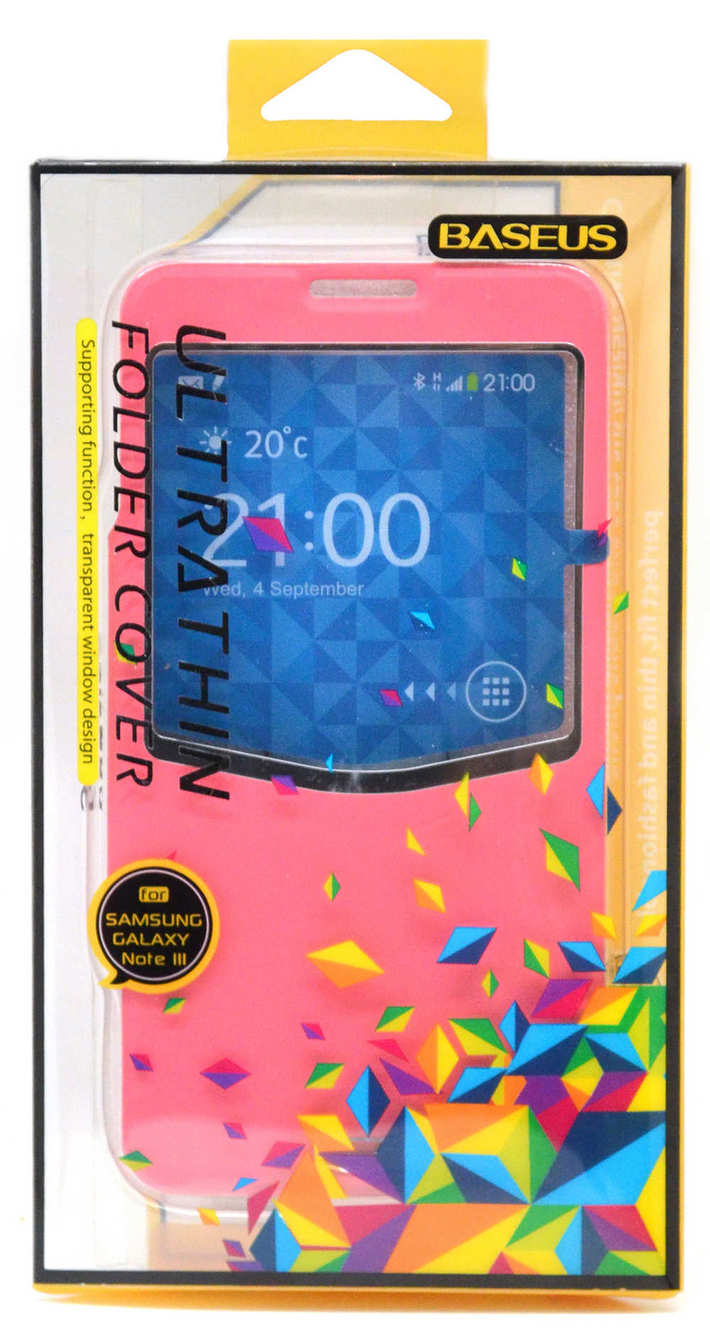 Θήκη Book S-View Baseus για Samsung N9005 Galaxy Note 3 ( Note III ) Ρόζ με ενεργό S-View