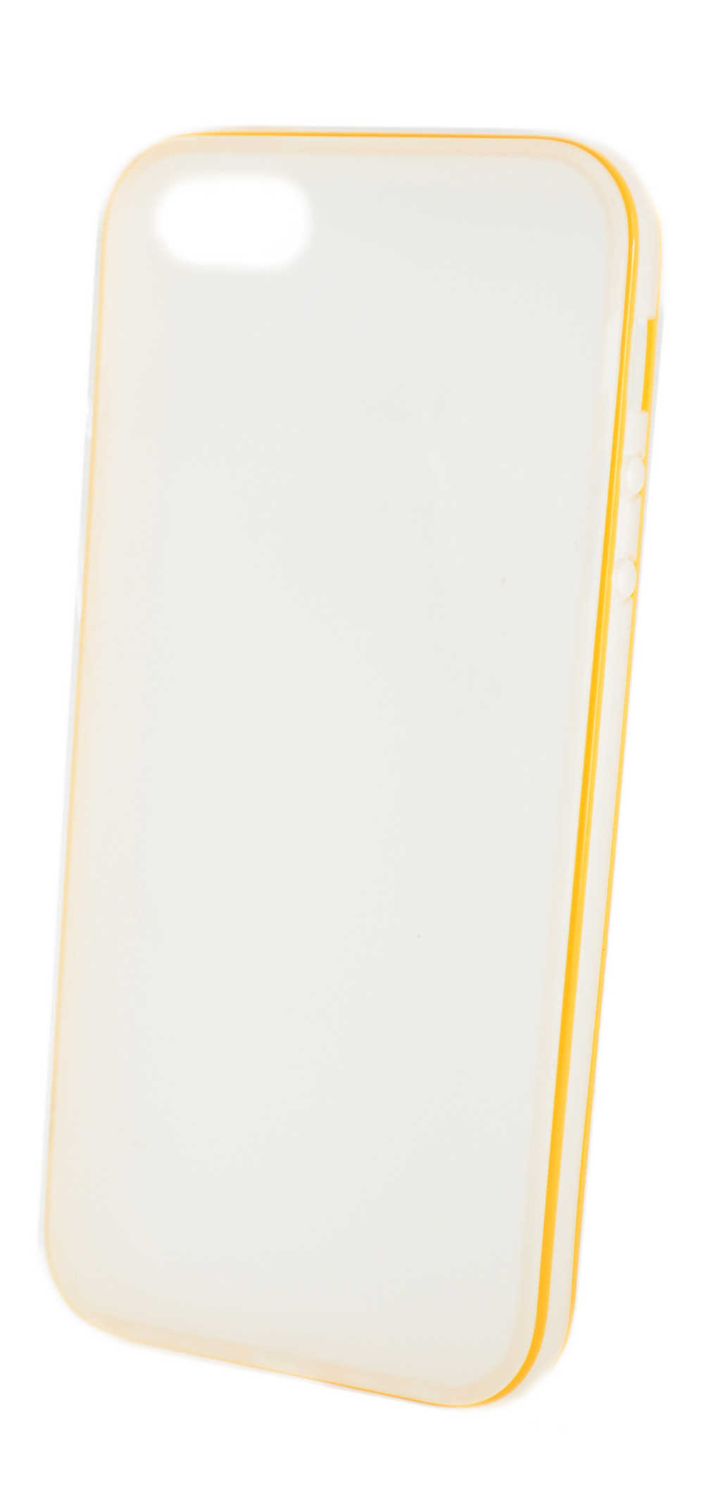 Θήκη Σιλικόνης Ancus για Apple iPhone SE/5/5S Λευκή με κίτρινο περίγραμμα