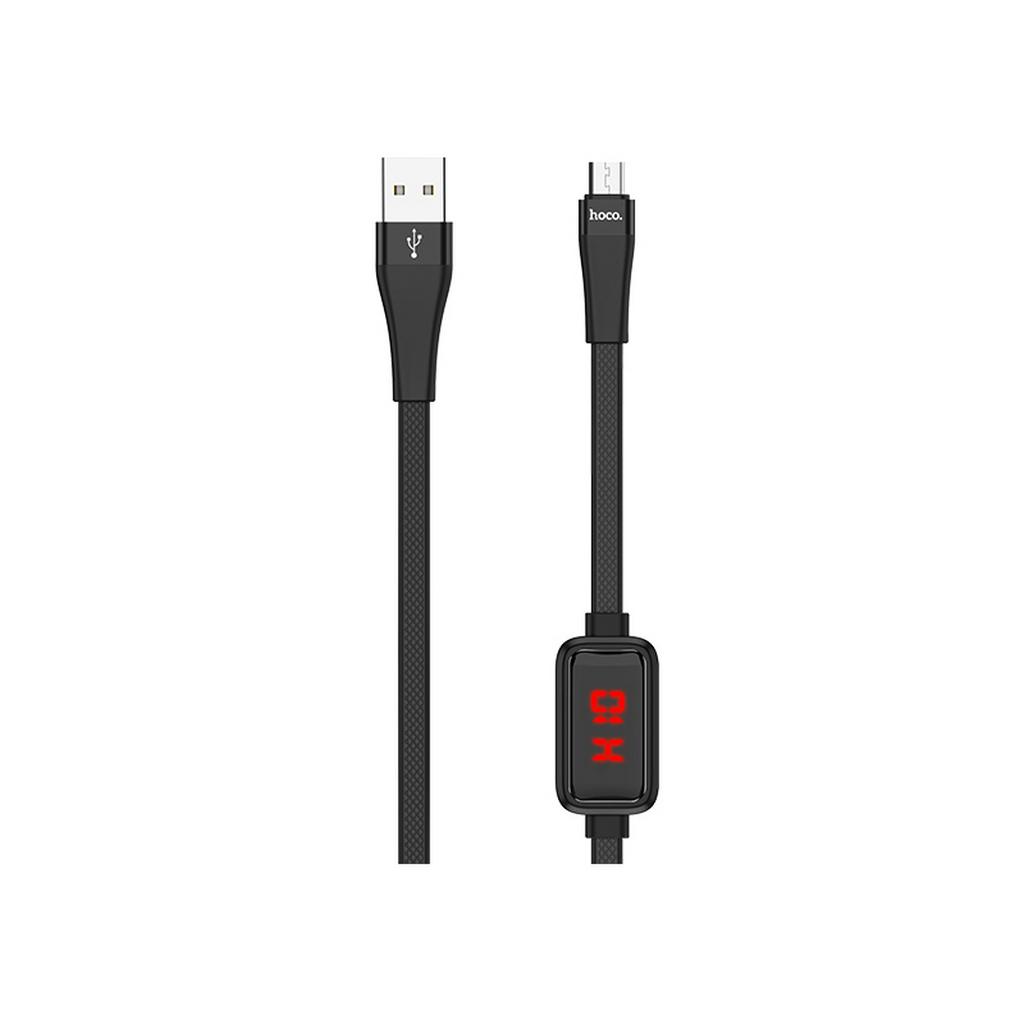 Καλώδιο σύνδεσης Hoco S4 USB σε Micro-USB 2.4A Μαύρο 1.2m με ένδειξη φόρτισης