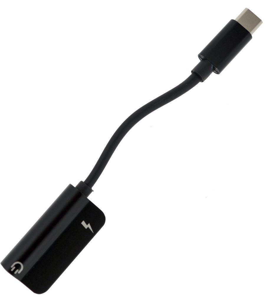 Αντάπτορας Ancus 2 σε 1 USB Type-C σε USB Type-C Θηλυκό και 3,5 mm Θηλυκό Μαύρο