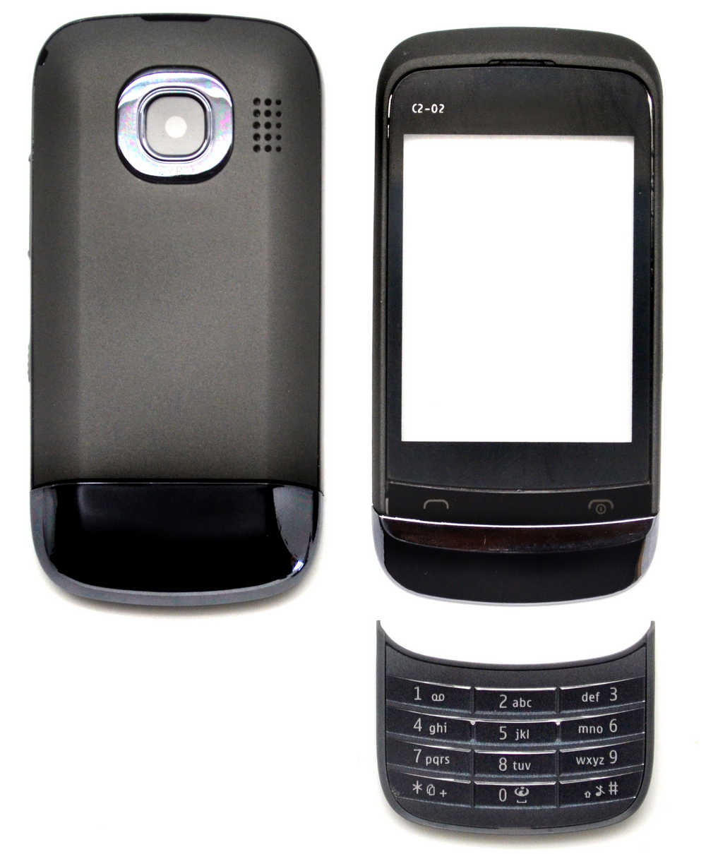 Πρόσοψη Nokia C2-02 με πληκτρολόγιο Μαύρη OEM
