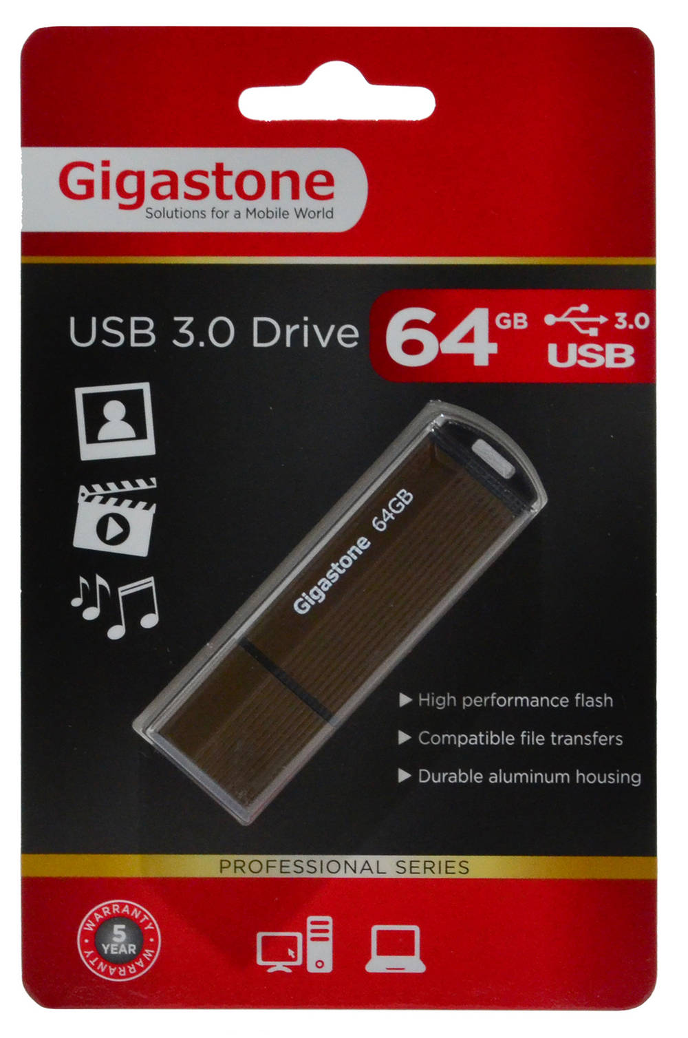 USB 3.0 Gigastone Flash Drive U302 64GB Καφέ Professional Series Metal Frame