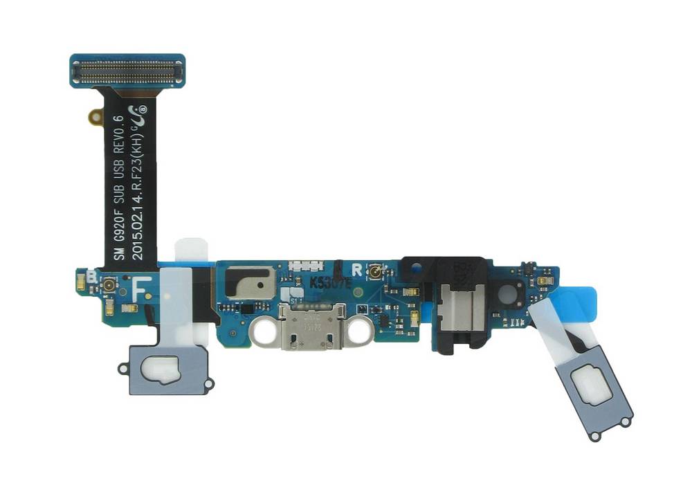 Καλώδιο Πλακέ Samsung SM-G920F Galaxy S6 με Επαφή Φόρτ, Μικρόφ, Πλήκ Αφής και Κεντ Πλήκ Μαύρο - Λευκό GH96-08275A Original