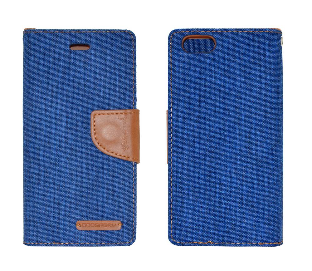 Θήκη Book Goospery Canvas Diary για Apple iPhone 6/6S Μπλέ - Καφέ by Mercury