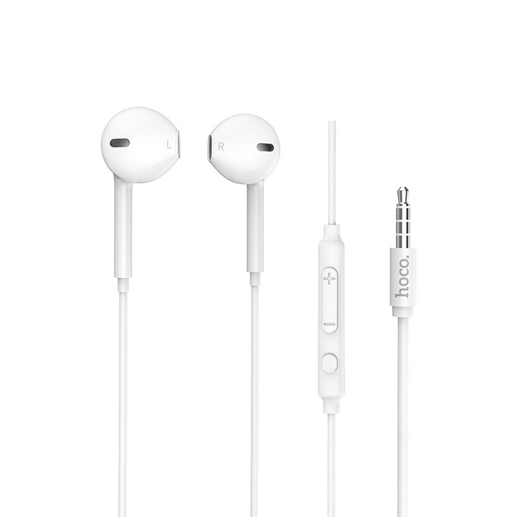 Hands Free Hoco M55 Earphones Stereo 3.5 mm Λευκά με Μικρόφωνο και Πλήκτρο Λειτουργίας